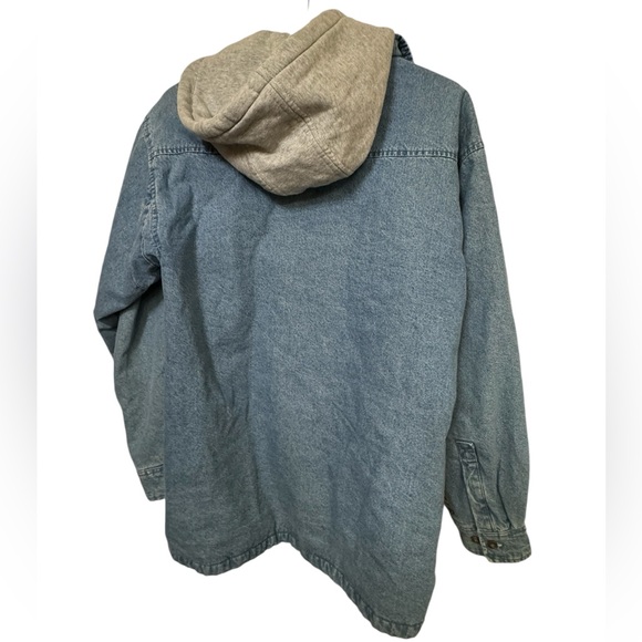 Vintage Wolverine Retro Denim Jean Jacket Gray Hoodie Combo Men’s M - Picture 2 of 6